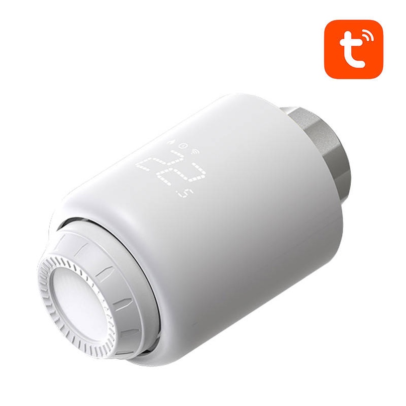Termostats Avatto TRV07 Zigbee 3.0 TUYA, skrūvēšana, balta, 9.7 cm, 0 - 50 °C