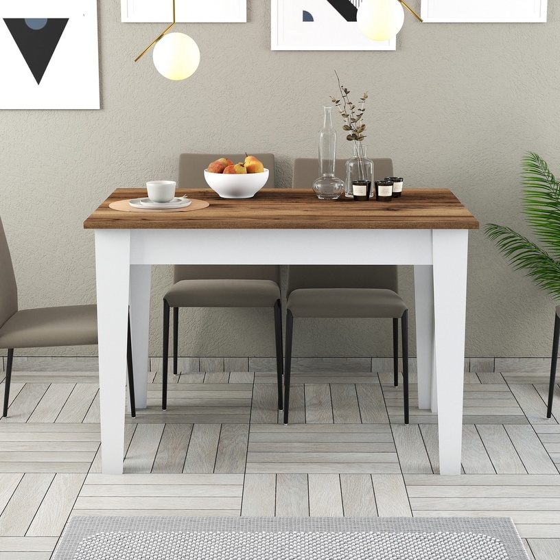 Söögilaud Kalune Design Kiev 511, valge/pähklipuu/tumepruun, 72 cm x 110 cm x 75 cm
