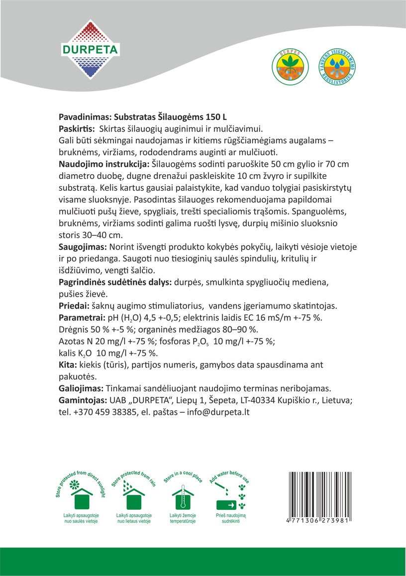 Turbasubstraat mustikatele Durpeta GP1059, 150 l