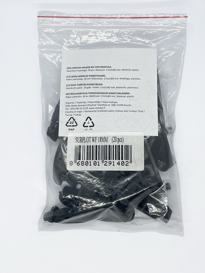 Terrassikanduri kinnitusklamber, plastik, 8.3 cm x 2.1 cm x 1.8 cm, must, 20 tk