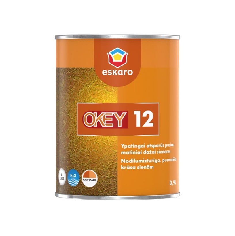 Emulsioonivärv Eskaro Okey 12, valge, 0.9 l