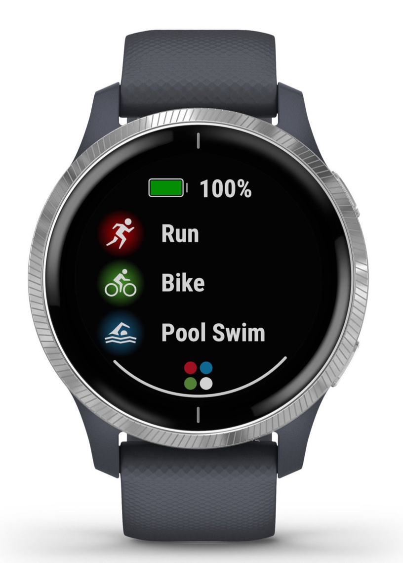 Viedais pulkstenis Garmin Venu Black Slate Grey, zila