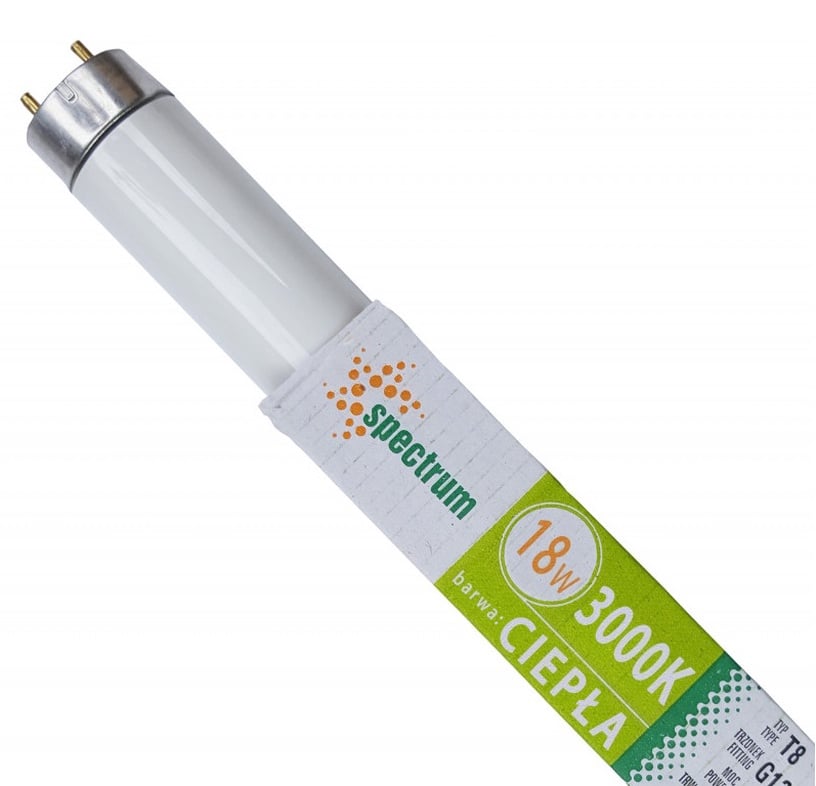 Spuldze Spectrum Luminiscējošā spuldze, T8, 3000 °K, G13, 18 W, 1650 lm