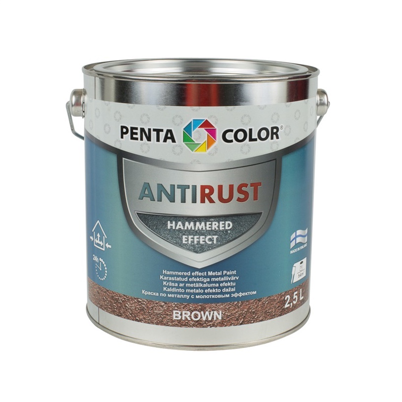 Emailvärv, universaalsed Pentacolor Anti Rust Hammered, läikiv, 2.5 l, pruun