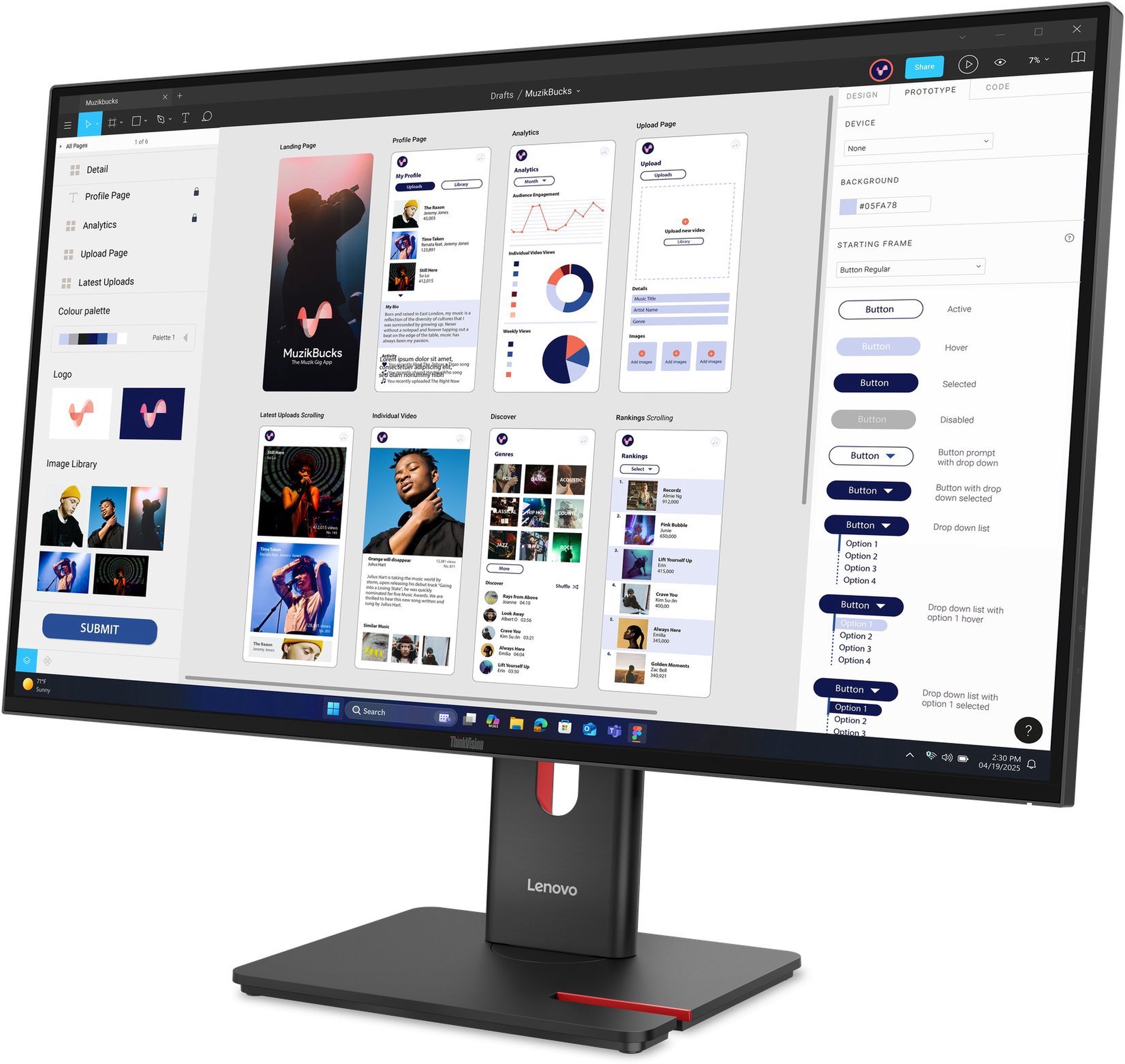 Monitors Lenovo ThinkVision T32UD-40 64B0GAT1EU, 31.5