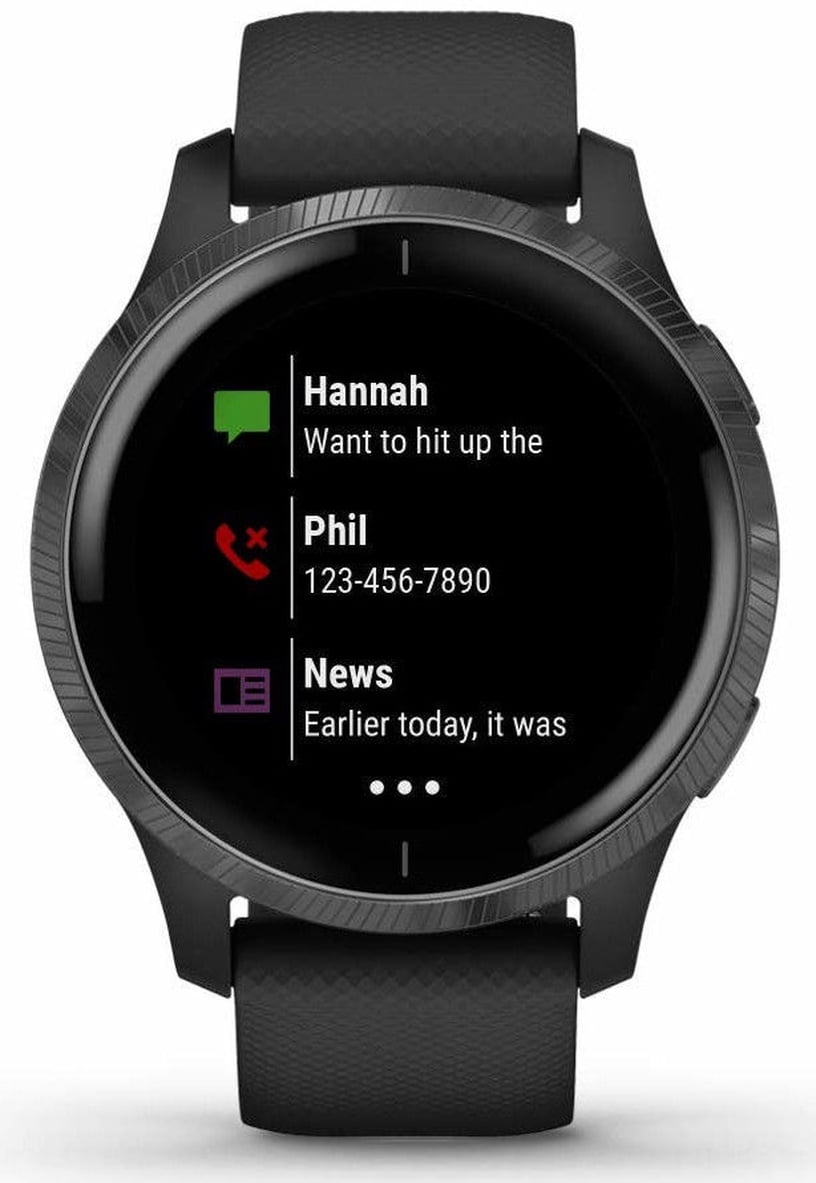 Viedais pulkstenis Garmin Venu Black Slate Grey, melna
