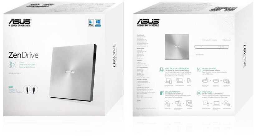 Внешнее оптическое устройство Asus Silver, серебристый