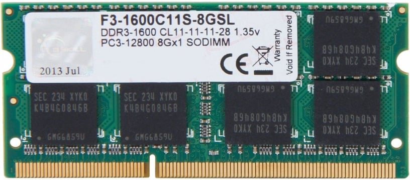 Operatiivmälu (RAM) G.SKILL F3-1600C11S-8GSL, DDR3L (SO-DIMM), 8 GB, 1600 MHz