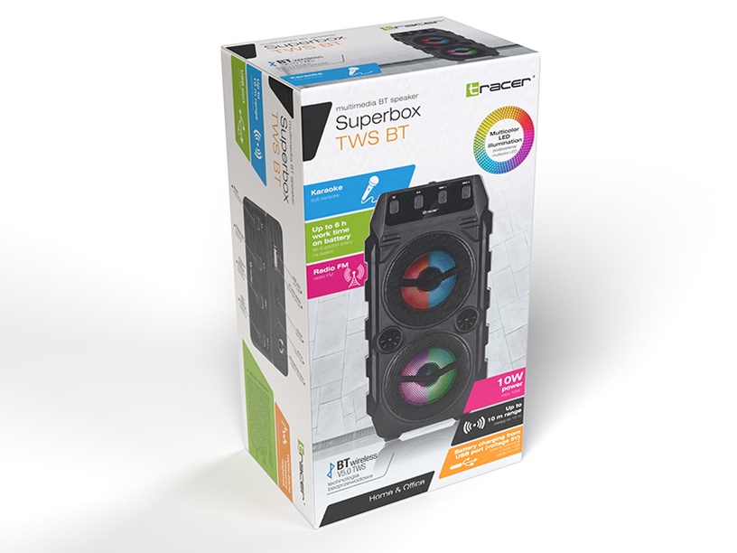 Juhtmevaba kõlar Tracer Superbox TWS, must, 10 W