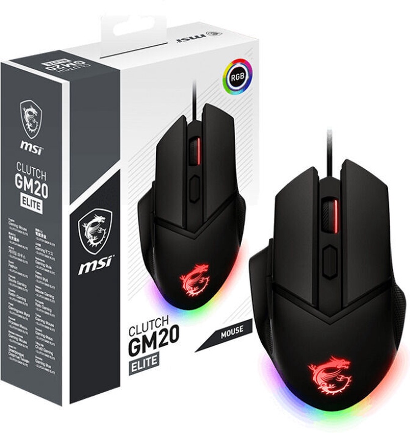 Spēļu pele MSI Clutch GM20 Elite, melna