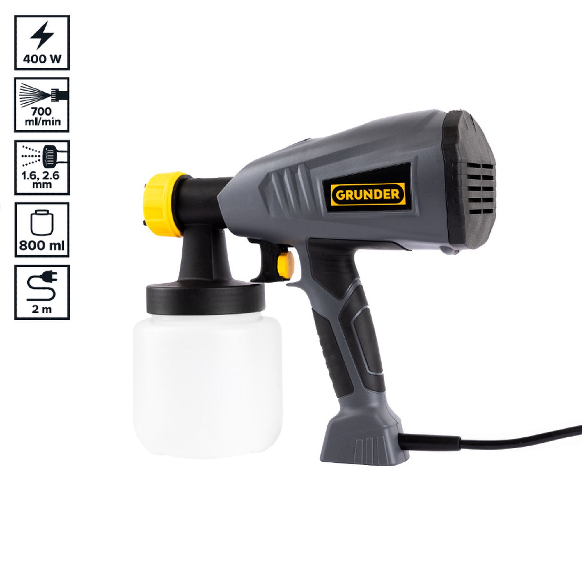 Elektrinis dažų purkštuvas Grunder JS-HH15A, 400 W, 800 ml - 1a.lt
