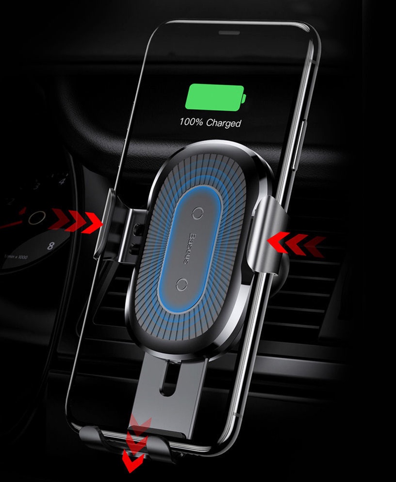 Auto telefona turētājs Baseus Gravity With Qi Charger, 4 - 6.5 "