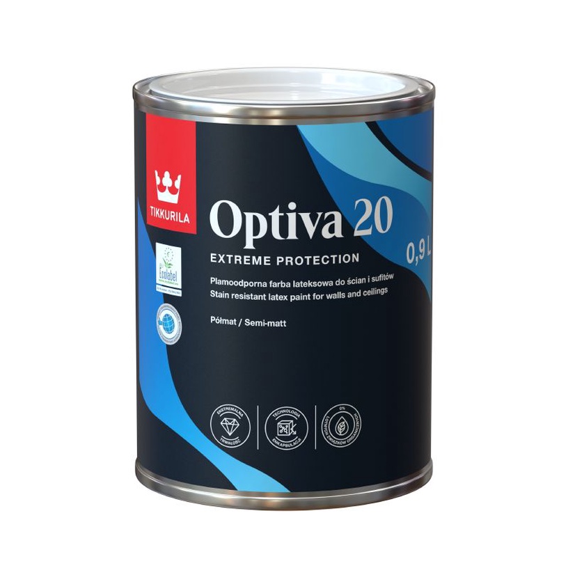 Akrüülvärv Tikkurila Optiva 20, valge, 0.9 l