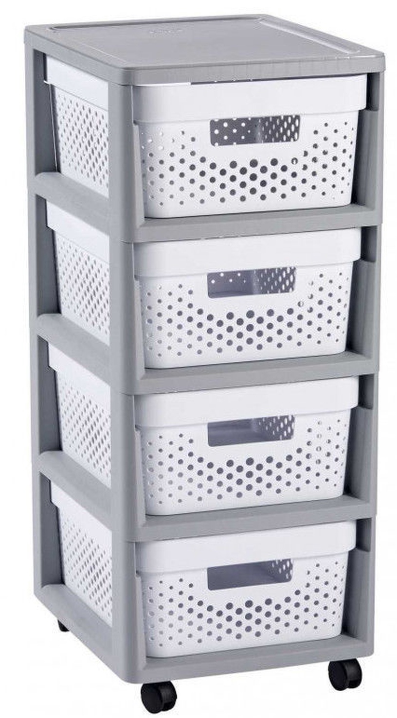 Hoiukapp Curver Infinity Chest Perforated, valge/hall, 36 x 30 x 69 cm