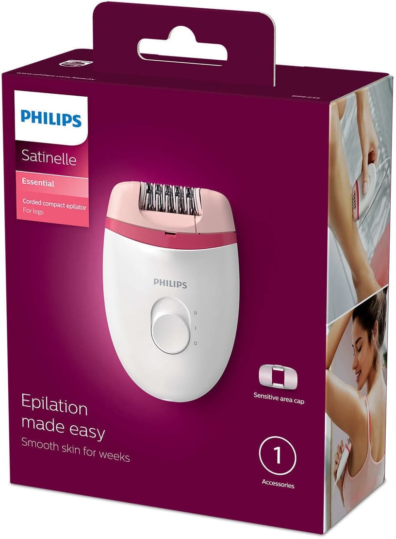 Эпилятор Philips Satinelle Essential BRE235/00, белый/розовый