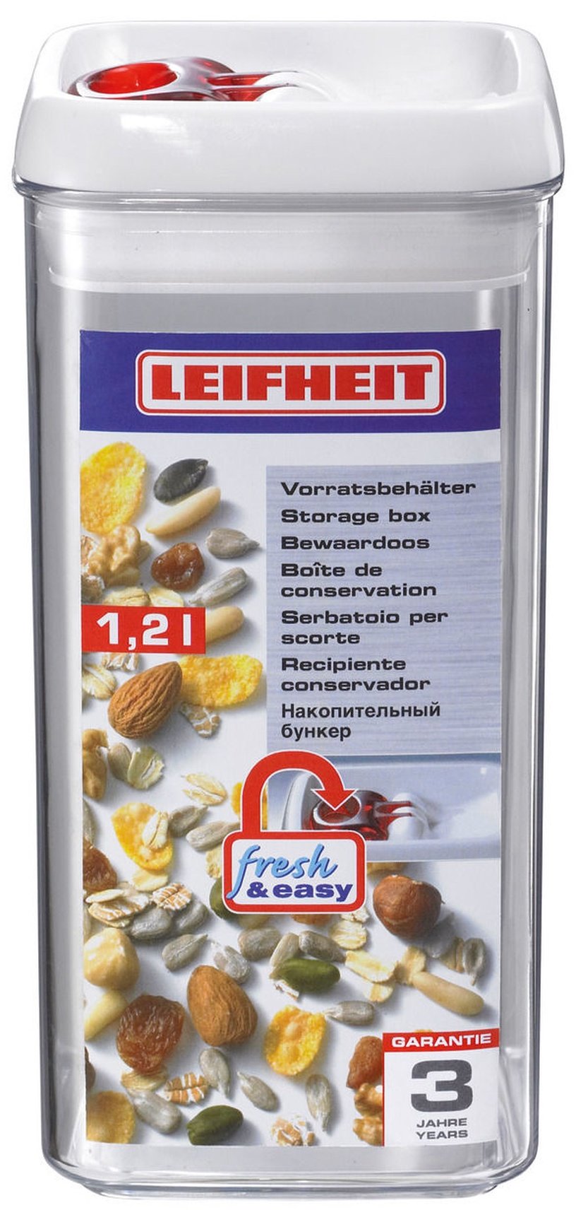 Lielapjoma produktu konteiners Leifheit Fresh&Easy, 1.2 l, caurspīdīga