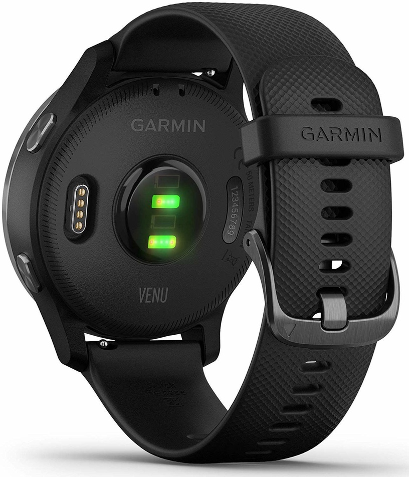 Viedais pulkstenis Garmin Venu Black Slate Grey, melna