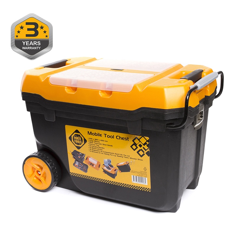 Tööriistakast Forte Tools TK-28, 59.5 cm x 38 cm x 42 cm, must/kollane