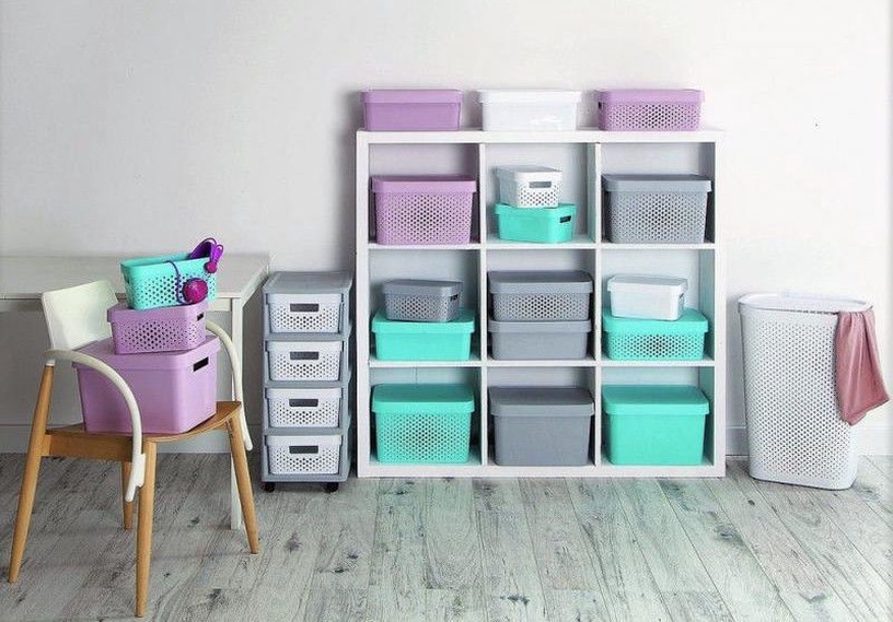 Hoiukapp Curver Infinity Chest Perforated, valge/hall, 36 x 30 x 69 cm