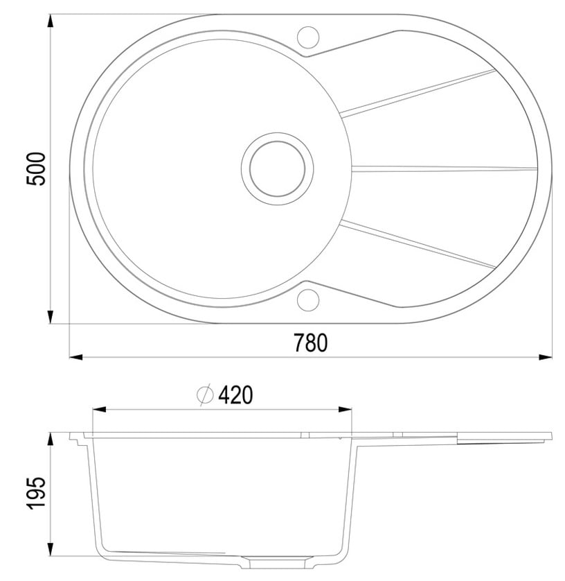 Кухонная раковина Aquasanita Clarus SR 101-110AW, масса камня, 78 см x 50 см x 19.5 см