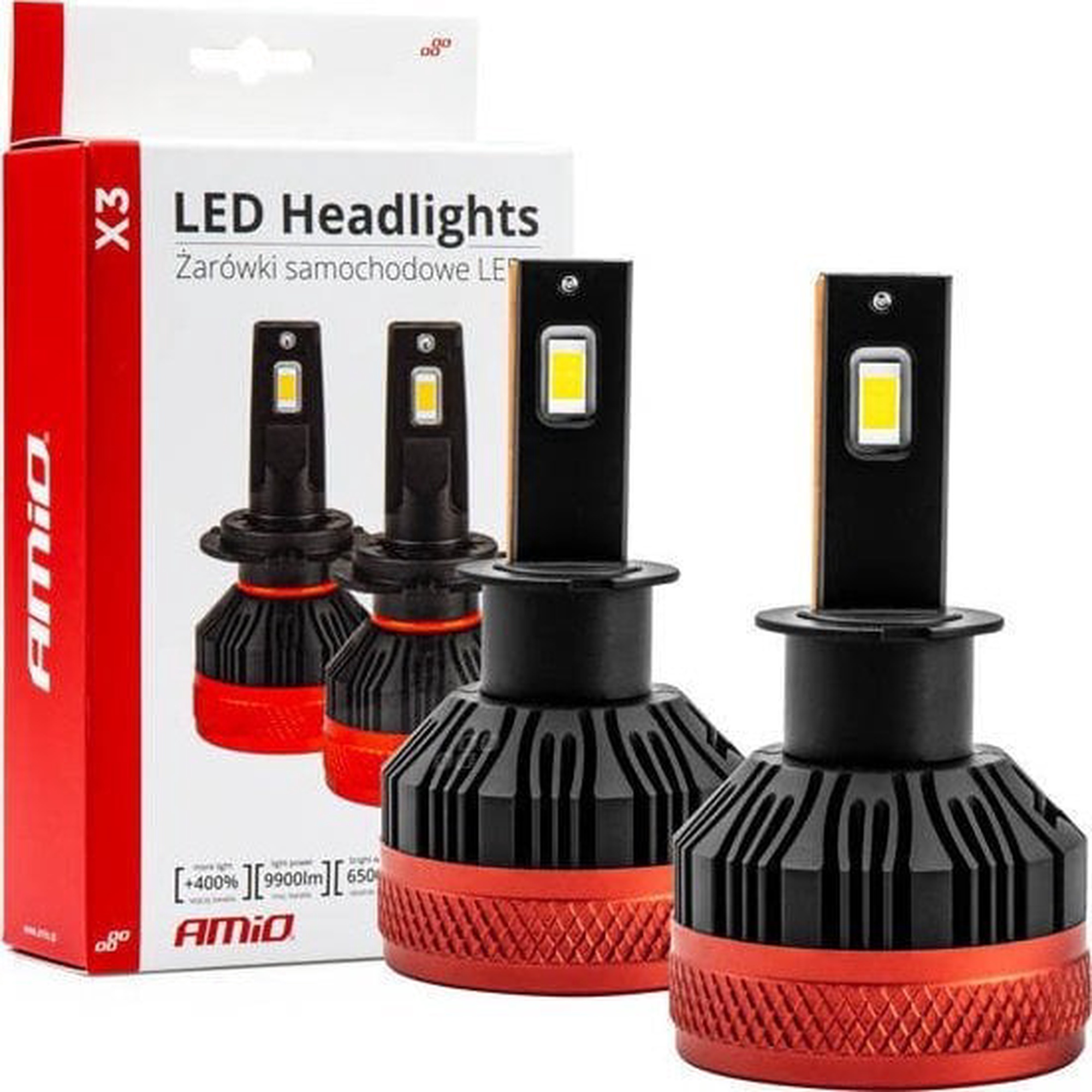 Autopirn AMiO X3, led, must v./punane v., 12 V - K-rauta