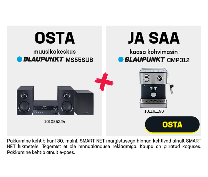Osta muusikakeskus BLAUPUNKT MS55SUB ja saa kaasa kohvimasin BLAUPUNKT CMP312 