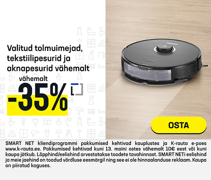 Valitud tolmuimejad, tekstiilipesurid ja aknapesurid vähemalt -35%