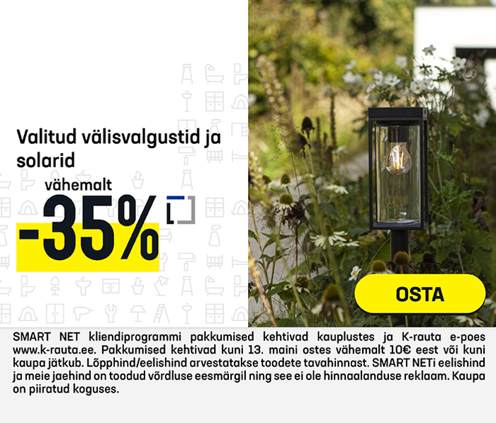 Valitud välisvalgustid ja solarid vähemalt -35%