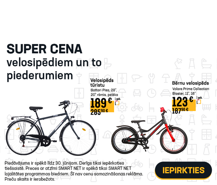 Super cena velosipēdiem un to piederumiem