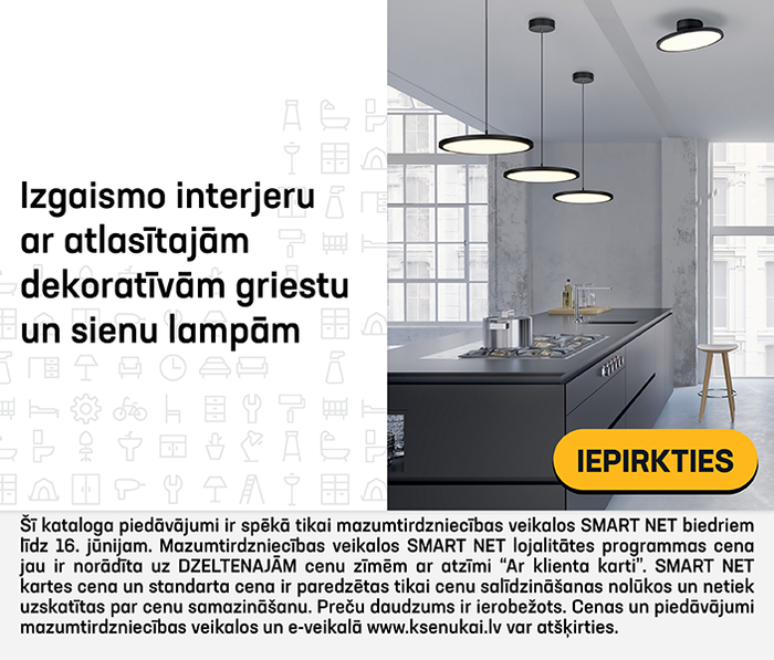 Izgaismo interjeru ar atlasītajām dekoratīvām griestu un sienu lampām