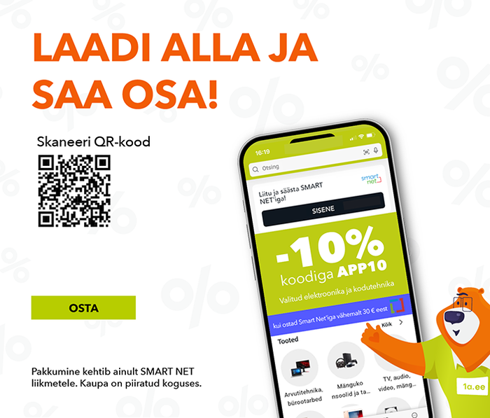 Laadi alla ja saa osa! Valitud elektroonika ja kodutehnika -10%, kui ostad Smart Net'iga vähemalt 30 € eest