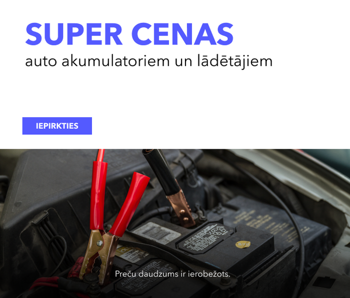 Super cenas auto akumulatoriem un lādētājiem