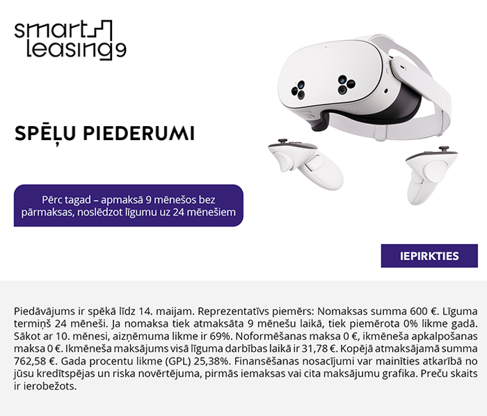 Spēļu piederumi! Pērc tagad – apmaksā 9 mēnešos bez pārmaksas, noslēdzot līgumu uz 24 mēnešiem