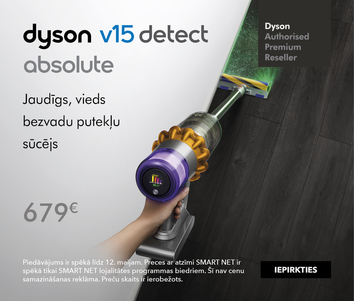 Dyson V15 Detect Absolute. Jaudīgs, vieds bezvadu putekļu sūcējs
