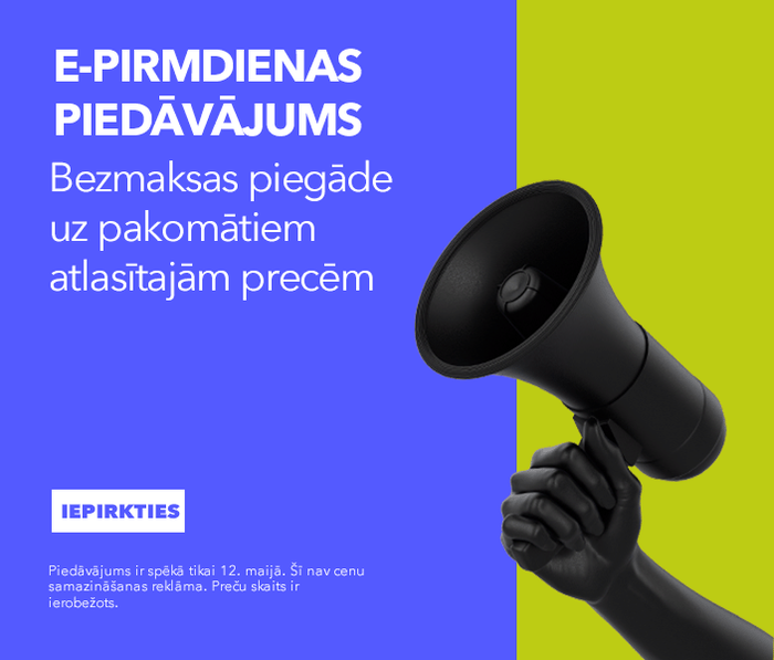 E-pirmdienas piedāvājums! Bezmaksas piegāde uz pakomātiem atlasītajām precēm