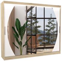 Spinta ADRK Cambe LED, balta/rusva, 58 cm x 250 cm x 215 cm, su veidrodžiu