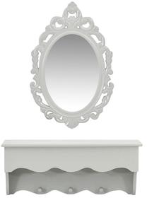 Sieninė lentyna VLX With Mirror, pilka, 55 cm x 15 cm x 22.5 cm, su veidrodžiu