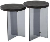 Kavos staliukų komplektas Kalune Design Serenity, antracito/tamsiai pilka, 35 cm x 35 cm x 46 - 51 cm, 2 vnt.
