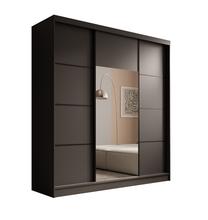 Spinta ADRK Keri, juoda, 200 cm x 61 cm x 215 cm, su veidrodžiu