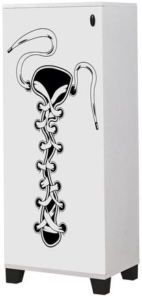 Batų dėžė Kalune Design Filinta, balta/juoda, 38 cm x 50 cm x 127 cm