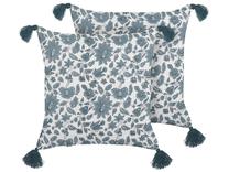 Dekoratyvinė pagalvėlė Beliani Rumex, mėlyna/balta, 45 cm x 45 cm, 2 vnt.