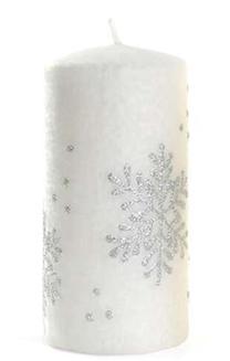 Kalėdinė žvakė, cilindrinė Mondex Snowflake, Balta