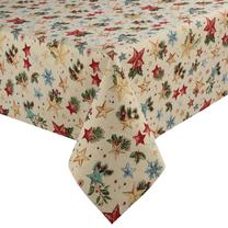 Kalėdinė staltiesė stačiakampė OSB-161, aukso/smėlio/žalia, 140 x 180 cm