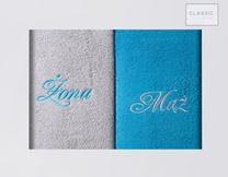 Vonios rankšluosčių rinkinys Husband/ Wife RH-40, pilka/turkio, 140 cm x 70 cm, 2 vnt.