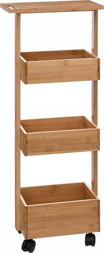 Vonios kambario lentyna ant ratų 5five, ruda, 33 cm x 18 cm x 85.5 cm