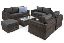 Lauko baldų komplektas Perugia, pilkas/alyvuogių žalia, 8 vietų