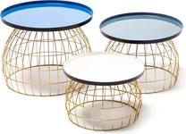 Kavos staliukų komplektas Kayoom Laudatio 160, mėlynas/baltas/pilkas, 40 - 50 cm x 45 cm x 26 - 42 cm, 3 vnt.