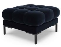 Pufas Micadoni Home Mamaia Velvet, juoda/tamsiai mėlyna, 60 cm x 60 cm x 41 cm