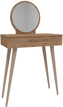 Kosmetinis staliukas Kalune Design Siena 550ARN2776, pušies, 72 cm x 35 cm x 129.2 cm, su veidrodžiu