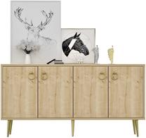 Konsolinis staliukas Kalune Design Drop, aukso/ąžuolo, 140 cm x 40 cm x 75 cm